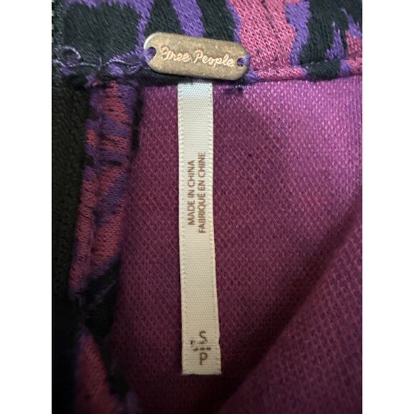 Free People Amelia Purple Wool Aztec Knit Sleeveless Mock Neck Mini Tank Dress S - Picture 4 of 5